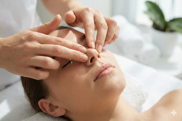 ماساژ بینی برای بهبود گردش خون و تخلیه سینوسی